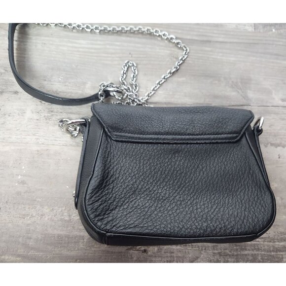 Lauren Ralph Lauren Black Mini Leather Crossbody Chain Shoulder Bag Purse - Picture 4 of 7